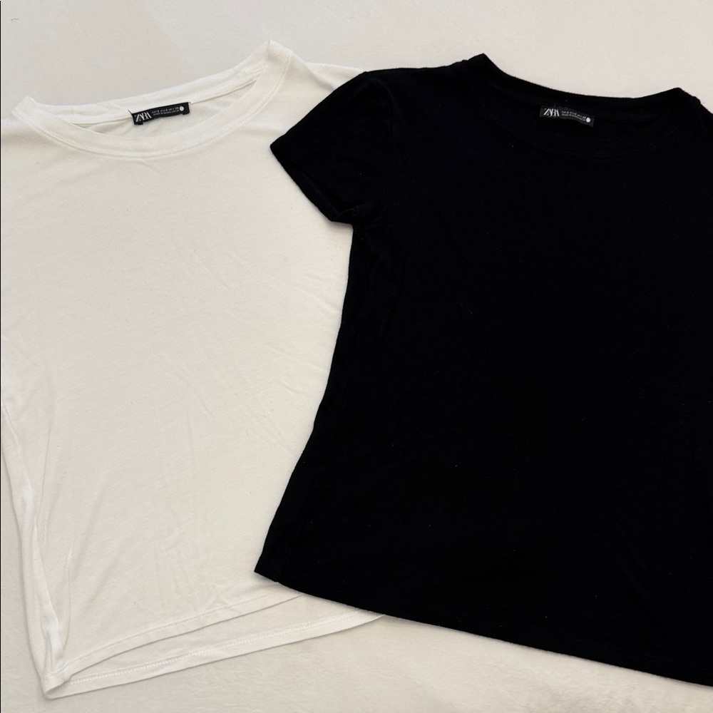 Zara Monochrome Short Sleeve Tops